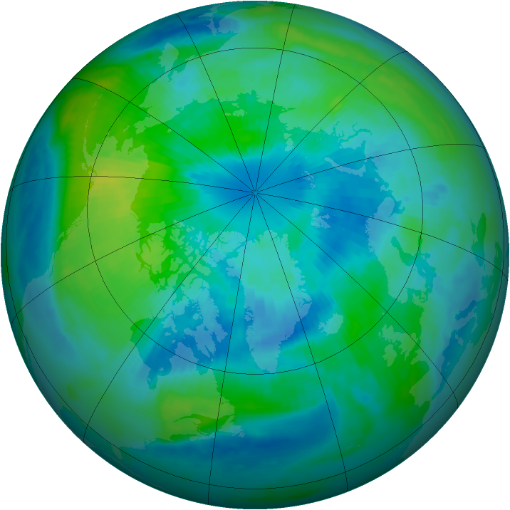 Arctic ozone map for 25 September 1999